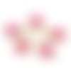 5 petites étoiles émaillés recto/verso 7,4mm de couleur rose sur base laiton