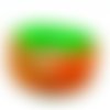 1,1m cordon plat cuir synthétique bicolore orange fluo / vert fluo 5mm 