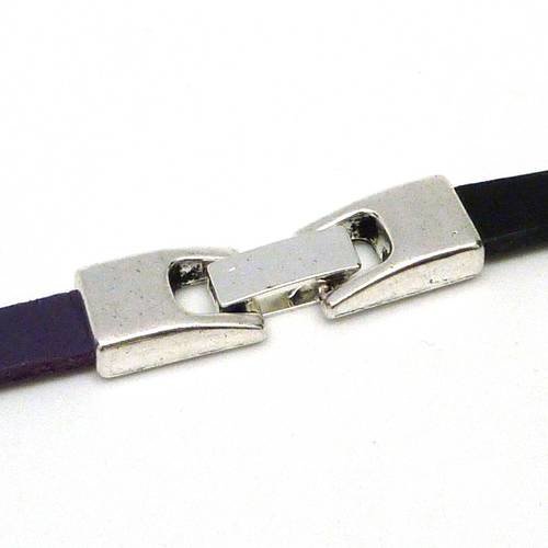 Bracelet SM en cuir martelé avec fermoir manille argenté