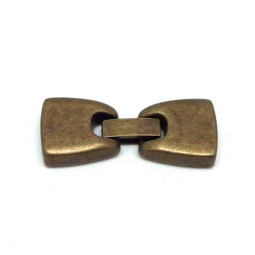 Fermoir clip pour lanière cuir de 12-12,5mm en métal de couleur bronze 