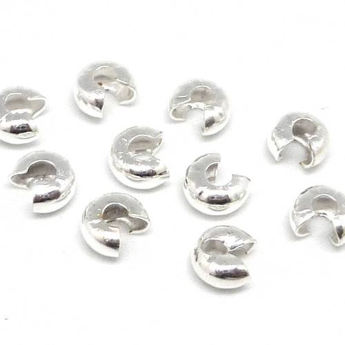 30 perles caches noeud à serrer 5mm en métal argenté brillant