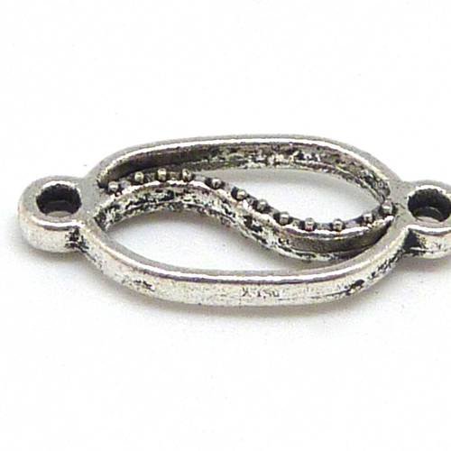 15 perles connecteur ovale 19mm en métal argenté ouvragé 
