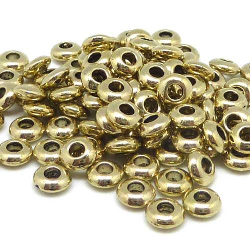 50 perles rondelle fine 5mm en métal doré pâle lisse