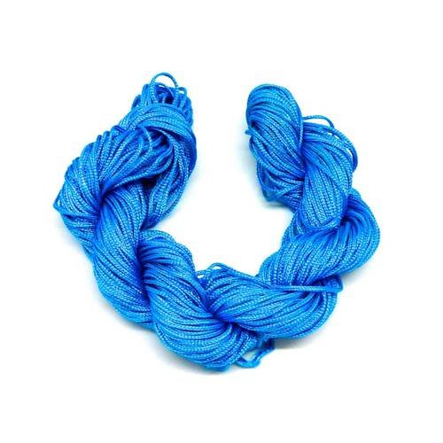 Echeveau de 29m de fil nylon tressé bleu électrique 0,8mm pour tressage bracelet wrap, shamballa , kumihimo,
