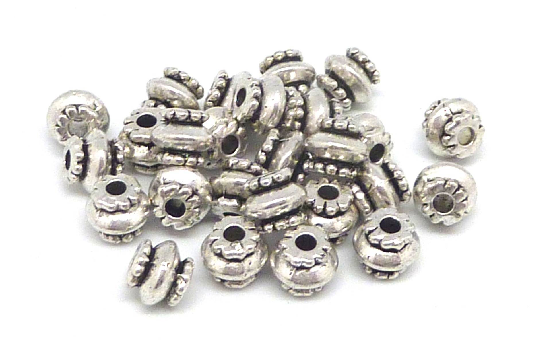 200 Perles D'entretoise Tube Tonneau – Métal Argenté Tibétain 7x5 Mm | Pour Création Bijoux