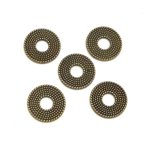 5 connecteurs anneau rond filigrane 17,2mm comme tressé en métal de couleur bronze - style ethnique - idéal bracelet pendentif