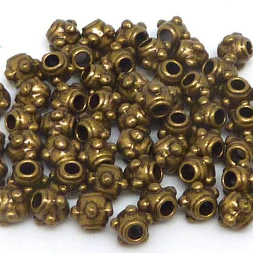 100 mini perles 3,8mm en métal de couleur bronze, fine et petite