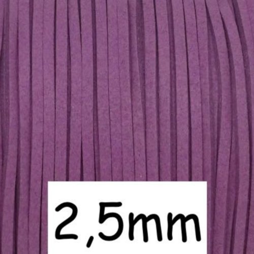 2m cordon suédine violet lilas 2,5mm - daim synthétique