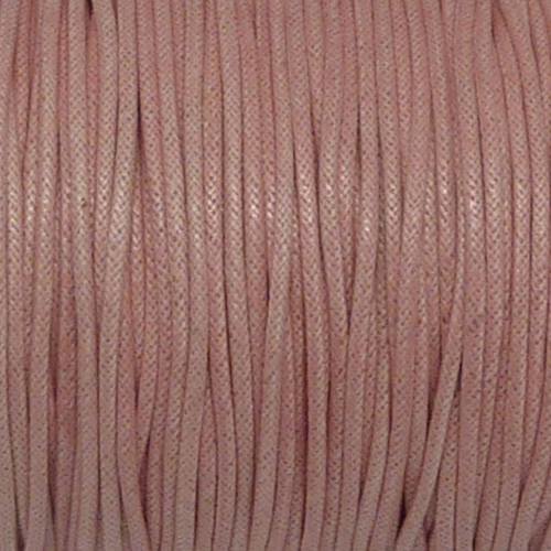 5m cordon coton ciré 1,5mm de couleur rose pâle, rose layette