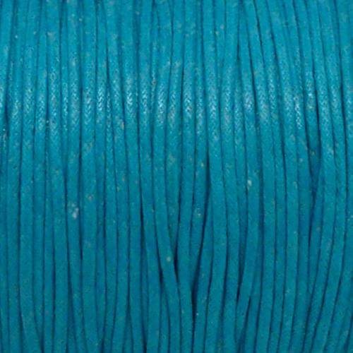 5m cordon coton ciré 1,5mm de couleur bleu turquoise
