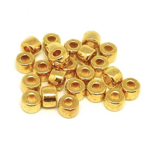 R-10 perles tube arrondi lisse 6,7mm en métal doré , trou 2,9mm