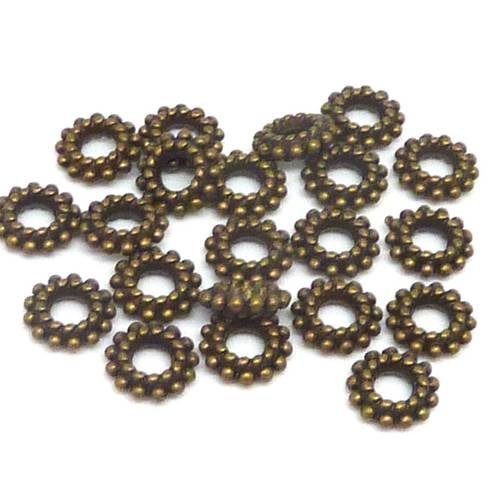 20 perles intercalaire ronde 8mm petite boule en métal de couleur bronze