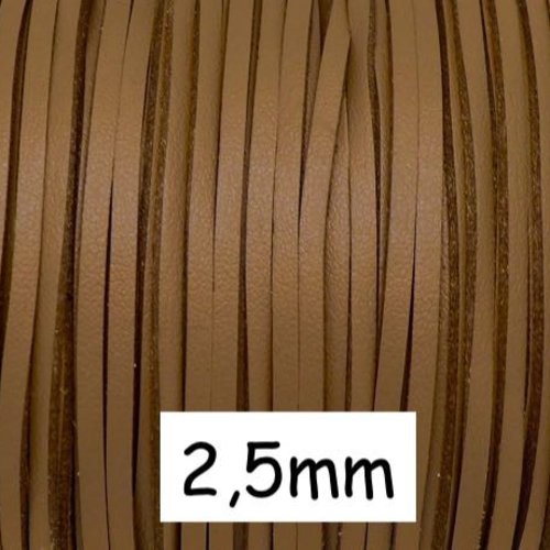 3m de lanière simili cuir couleur marron camel 2,5mm - idéal réalisation diy