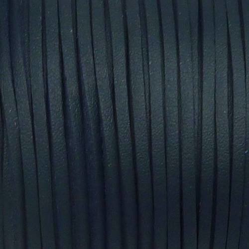 1m cordon plat cuir synthétique de couleur bleu marine 2,5mm 