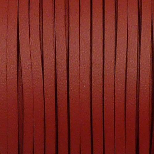 1m cordon plat cuir synthétique de couleur rouge 2,5mm 
