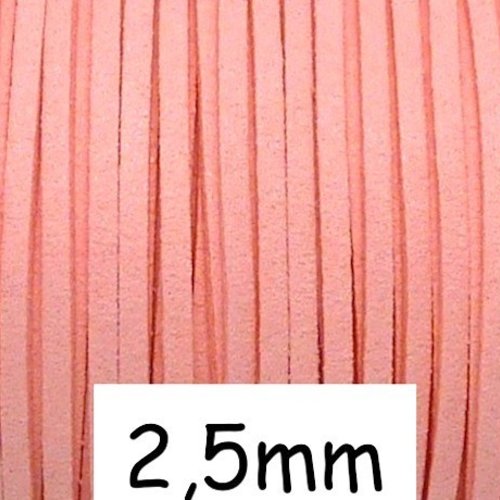 2m cordon suédine rose dragée 2,5mm