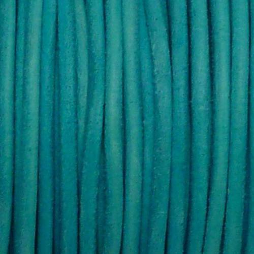 1m de cordon cuir rond 3mm de couleur bleu turquoise 
