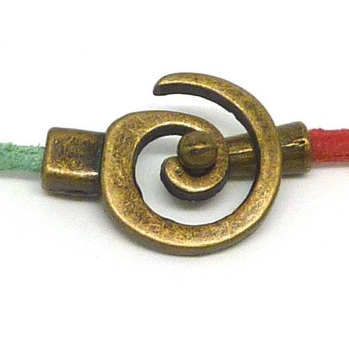 Fermoir spirale embout rond pour cuir 3- 4mm en métal de couleur bronze