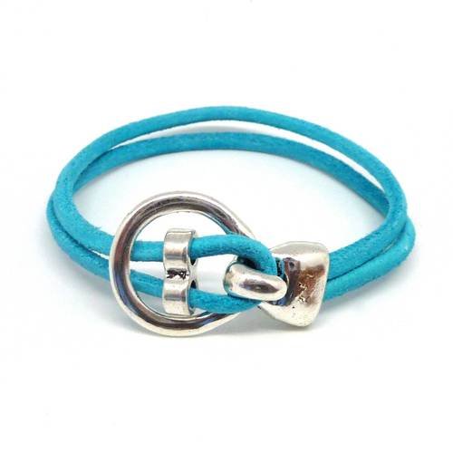 Fermoir crochet pour cordon cuir de 3mm ou bracelet multi rangs en métal argenté