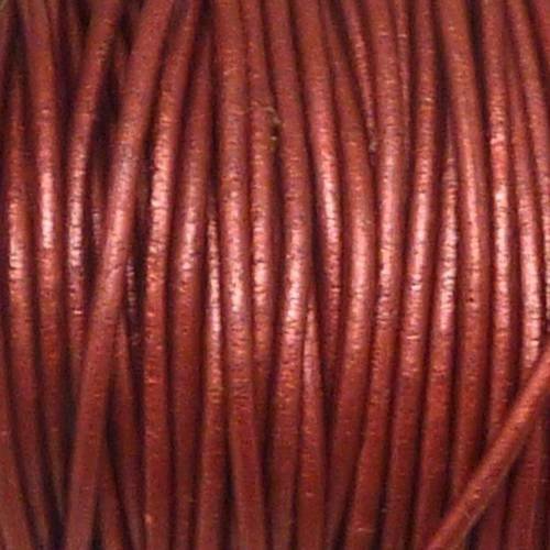 1m cordon cuir rouge bordeaux, brique effet craquelé 1,5mm 