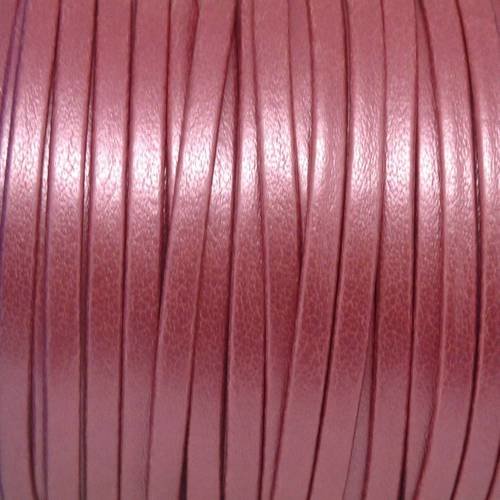 1m lanière simili cuir 3mm de couleur rose framboise effet nacré très belle qualité 