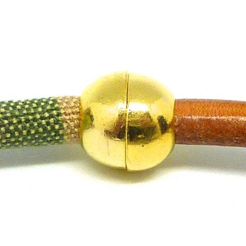 Fermoir aimanté pour cordon de 6mm, boule, rond en métal doré 