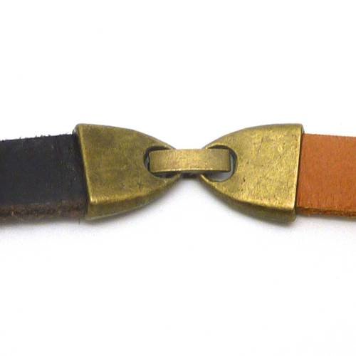 5 fermoirs clip pour lanière cuir de 9-10mm en métal de couleur bronze 