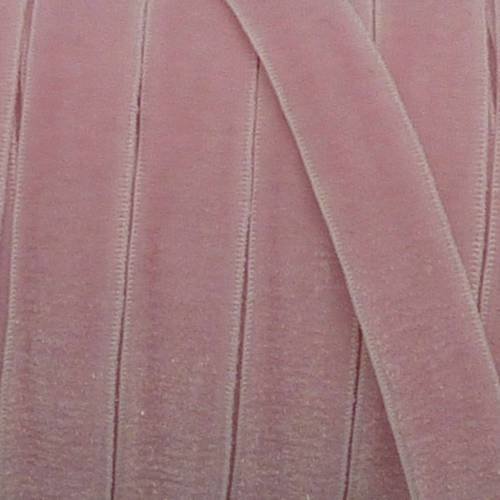 1m ruban velours élastique plat largeur 10mm rose pâle, rose dragée 