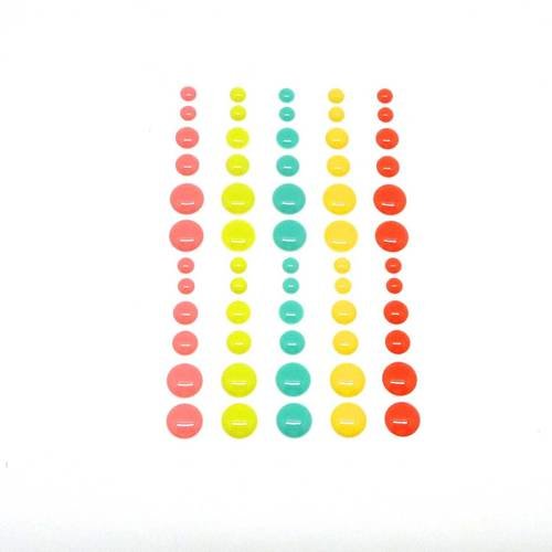 R-60 petits cabochons résines effet émaillé adhésifs, stickers aux couleurs printanières pour embellir vos cartes 