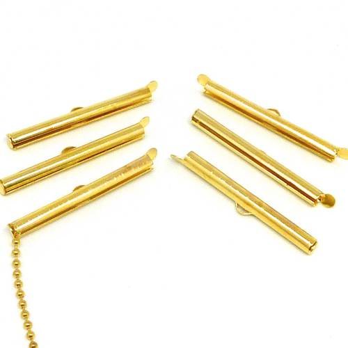 6 embouts tube ceintre serre ruban, chaîne bille 40mm en métal de couleur doré taille xxl 