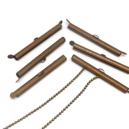 6 embouts tube ceintre serre ruban, chaîne bille 40mm en métal de couleur marron bronze taille xxl