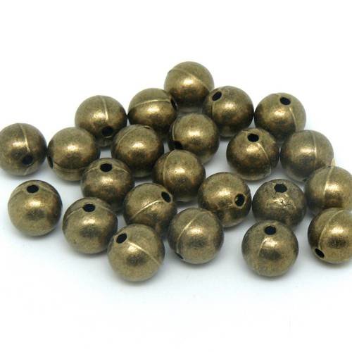 20 perles ronde 8,2mm en métal de couleur bronze lisse 