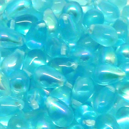 36g de perles gouttes en verre de couleur bleu turquoise irisé ab 9,2mm environ 100 pièces