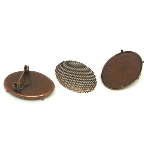 2 supports broche ovale à grille 30mm em métal de couleur cuivre
