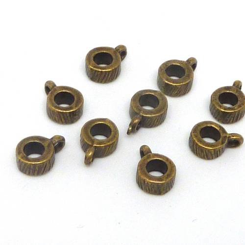20 bélières en métal de couleur bronze pour cordon de 2,5mm