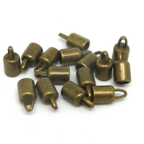 20 embouts rond pour cordon 4,5-5mm, pouvant aussi servir de cache nœud en métal de couleur bronze lisse