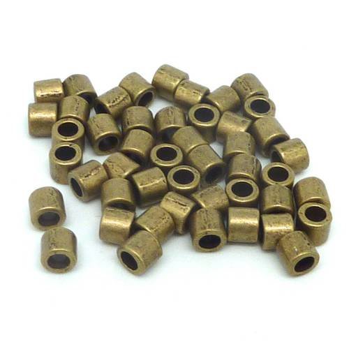 100 perles tube 5mm lisse en métal de couleur bronze trou 3mm 