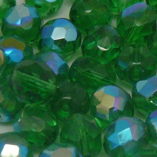 30 FACETTES Cristal Bohême 6MM IRISE VERT