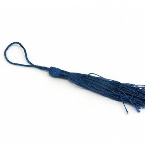 Pompon, breloque en fil polyester 10-12cm de couleur bleu roi 