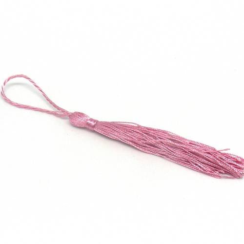 Pompon, breloque en fil polyester 10-12cm de couleur vieux rose brillant
