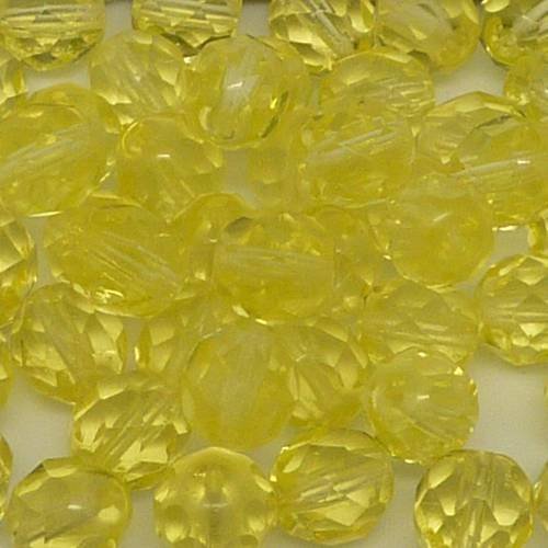 50 perles facette en verre 8mm de couleur jaune transparent 