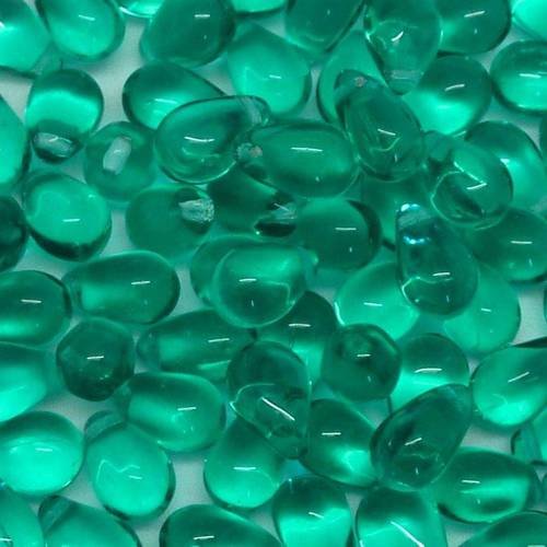 35g environ 100 perles gouttes en verre de couleur bleu vert turquoise 9,2mm 