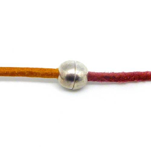 Fermoir aimanté pour cordon de 3mm en métal argenté - boule