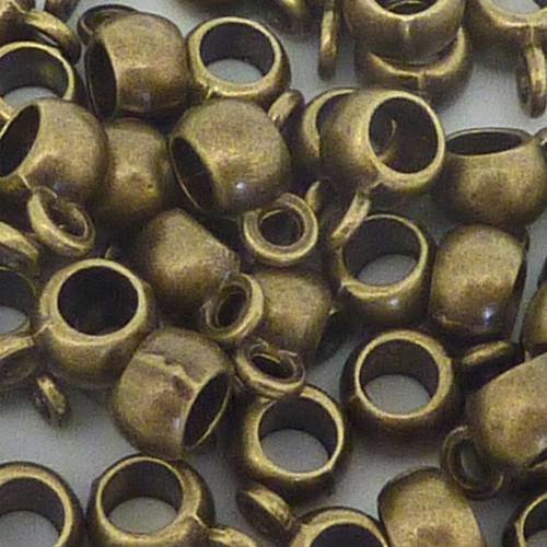 10 bélières support breloque 8,5mm pour cordon de 3mm en métal lisse de couleur bronze