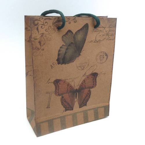 Pochette cadeaux 19 x 15cm papillon, fleur à soufflet en papier épais 