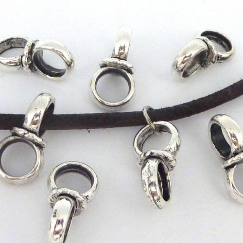 5 perles connecteur anneaux asymétrique  bélière 19,4mm en métal argenté