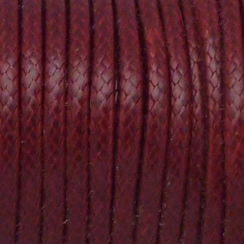 15m cordon polyester enduit 2mm souple imitation cuir rouge grenat légèrement brillant 