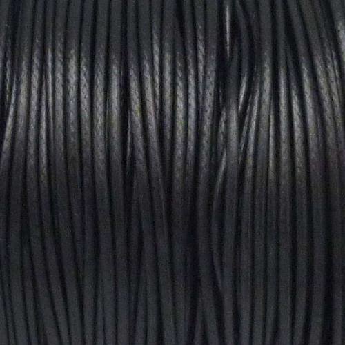 5m de cordon polyester enduit ciré 1mm souple noir brillant