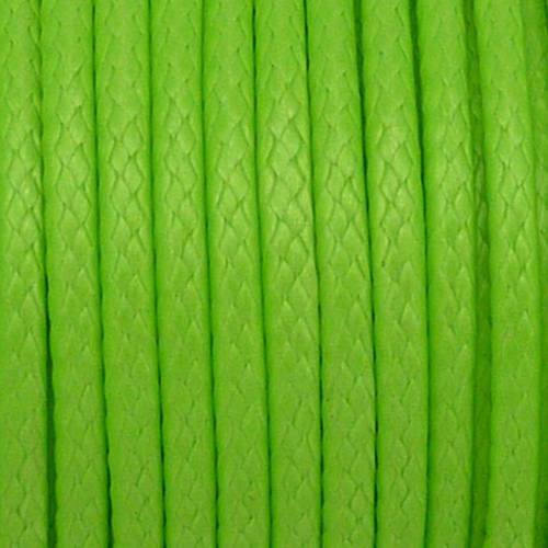 5m de cordon polyester enduit 2mm souple imitation cuir vert fluo brillant