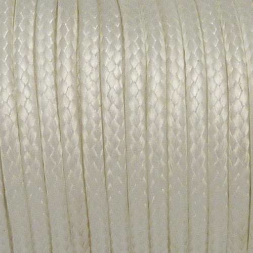 5m de cordon polyester enduit 2mm souple imitation cuir blanc brillant